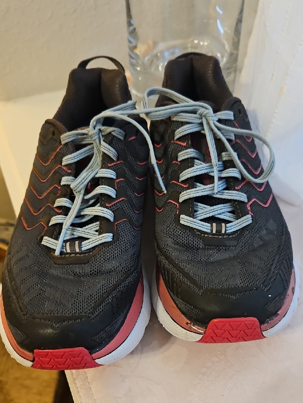 Hoka Women's Athletic Shoes - Gray with Pink and Light Blue Accents